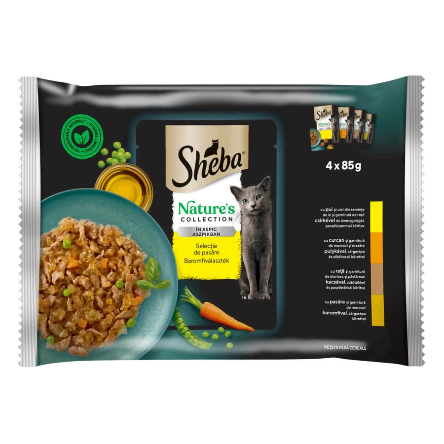 SHEBA Nature's Collection, Volaille, sachet de nourriture humide, nourriture pour chats sans céréales, (en sauce), 85g x4pcs