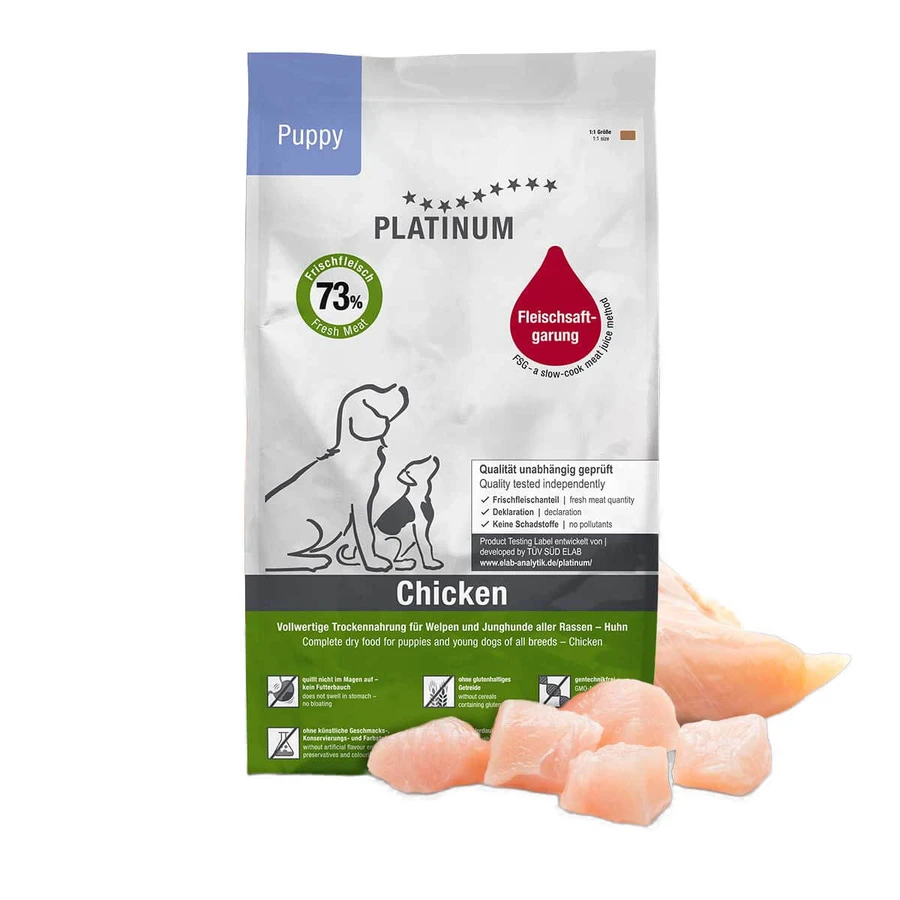 PLATINUM Puppy, XS-XL, Huhn, Trockenfutter für junge Hunde, semi-semimoist, 5kg