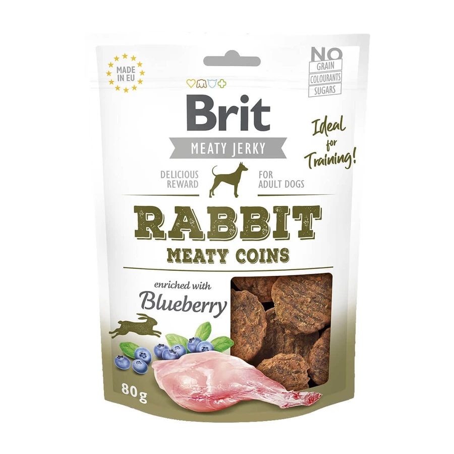 BRIT Jerky mięsne monety z królika, nagroda dla psów, mięsne monety z królika, 80g: ceny i cechy