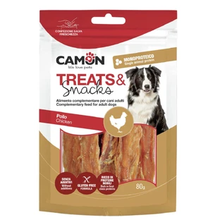 CAMON Bandes de poulet séché, XS-XL, Poulet, sac de récompense pour chiens, 80g
