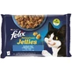 PURINA Felix Sensations, 2 smaken (Zalm en Pastrav), gemengde verpakking, zakjes nat kattenvoer, (in aspic), 85g x 4