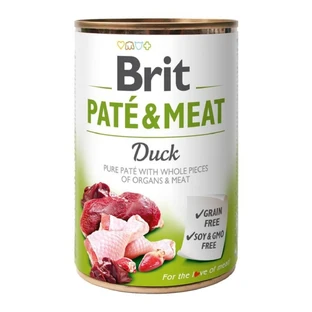 BRIT Paté & Vlees, Eend, graanvrij vochtig hondenvoer in blik, (paté met stukjes vlees), 400g