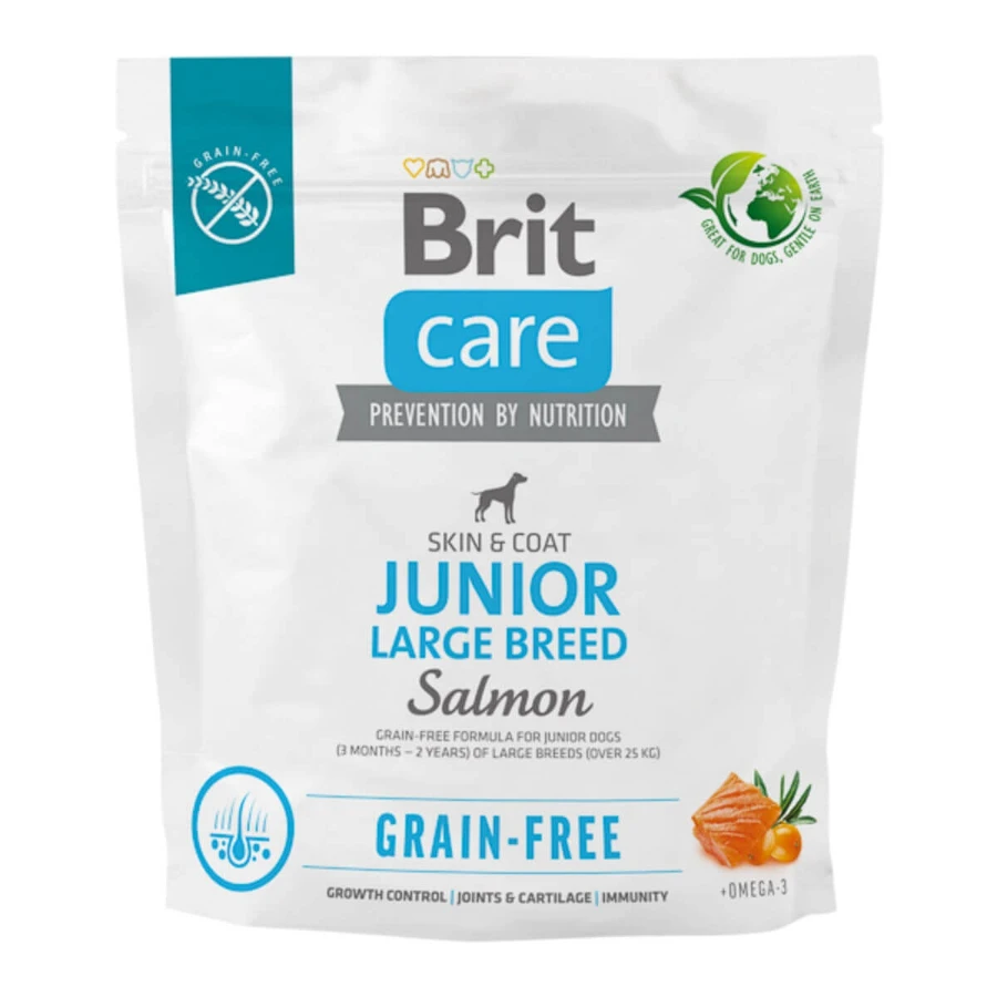 BRIT Care Grain-Free Junior Large Breed, L-XL, Zalm, graanvrij droogvoer voor junior honden, huid & vacht, 1kg