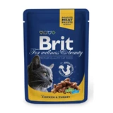 BRIT Premium, Pollo e Tacchino, bustina di cibo umido per gatti, (in salsa), 100g