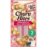 INABA Churu Bites, Poulet, Thon et Saumon, sachet, sachet, récompenses sans céréales, chats, semi-mimétique, 30g