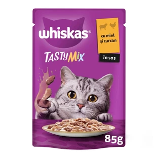 WHISKAS Tasty Mix Creamy Creations, Honig und Pute, Beutel Katzenfutter, (in Sauce), 85g