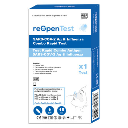 Test Rapid Combo Antigen SARS-COV-2 Ag și Gripă, 1 bucată, Montana Med