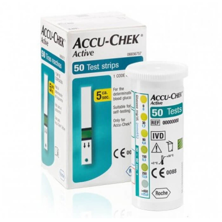 Accu-Chek Actieve bloedglucosetests, 50 stuks, Roche