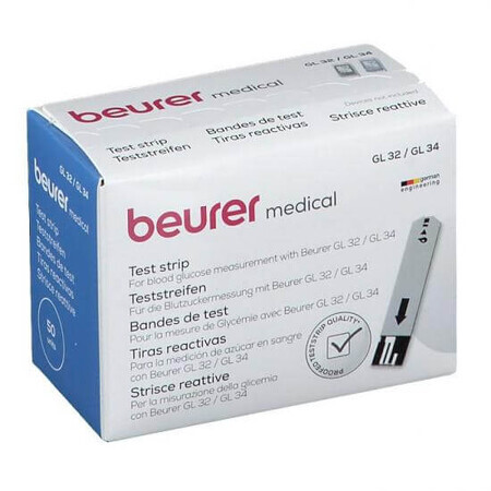 Medidores de glucosa en sangre GL 32 GL 34, 50 unidades, Beurer