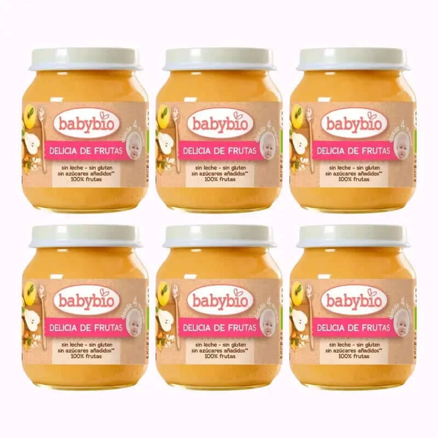 Babybio Fruit Delight, paquet de 6 x 130 gr.