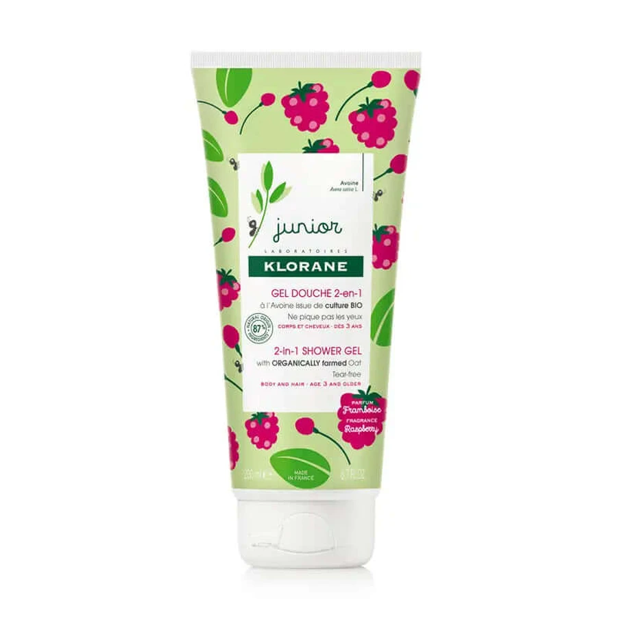 Klorane Junior Gel de duș cu zmeură 200 Ml