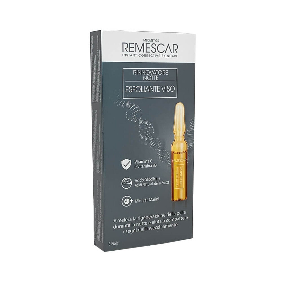 Tratamiento exfoliante de noche para la regeneración de la piel, 5x2 ml, Remescar