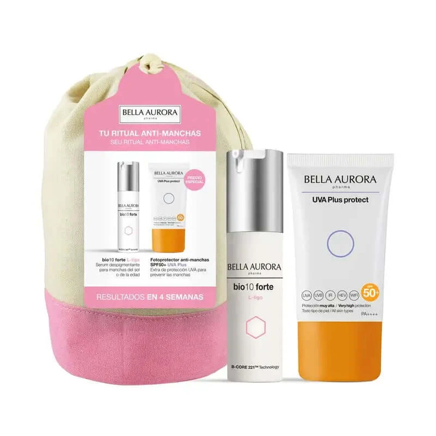 Bella Aurora Anti-Spots Pakket Bio10 Forte L-Tigo + Fotoprotector Uva Plus + Geschenkset, 30 + 50 ml