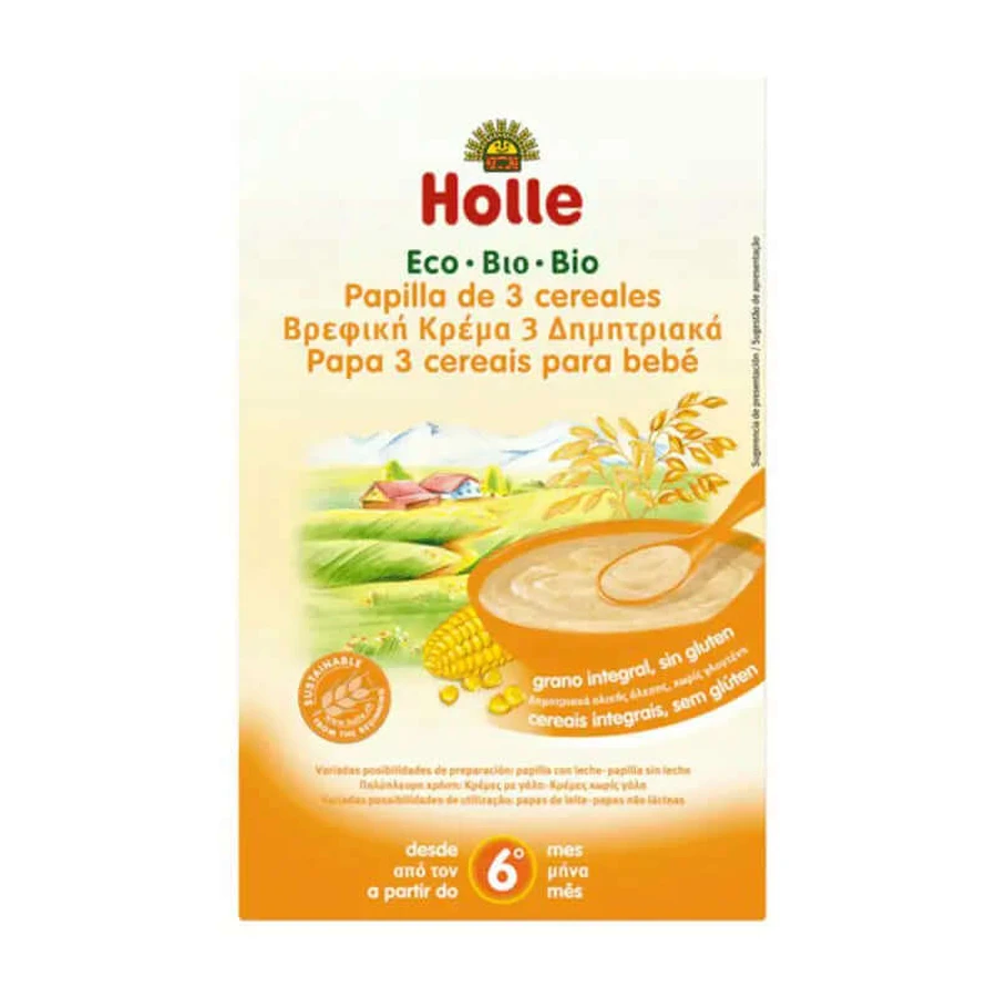 Holle Bio Three Granen Volkoren Granen, Vanaf 6 Maanden 250 gr