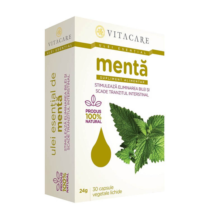 Olio essenziale di menta piperita, 30 capsule, Vitacare