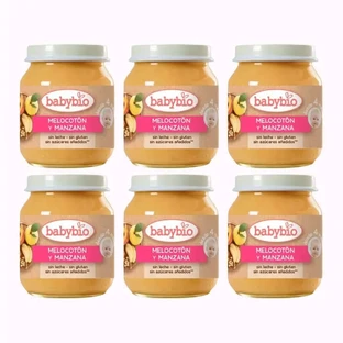 Babybio Pêche-Pomme, paquet de 6 x 130 grammes