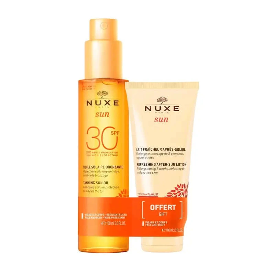 Nuxe Olio solare abbronzante viso e corpo Spf 30 150Ml + Latte doposole 100Ml