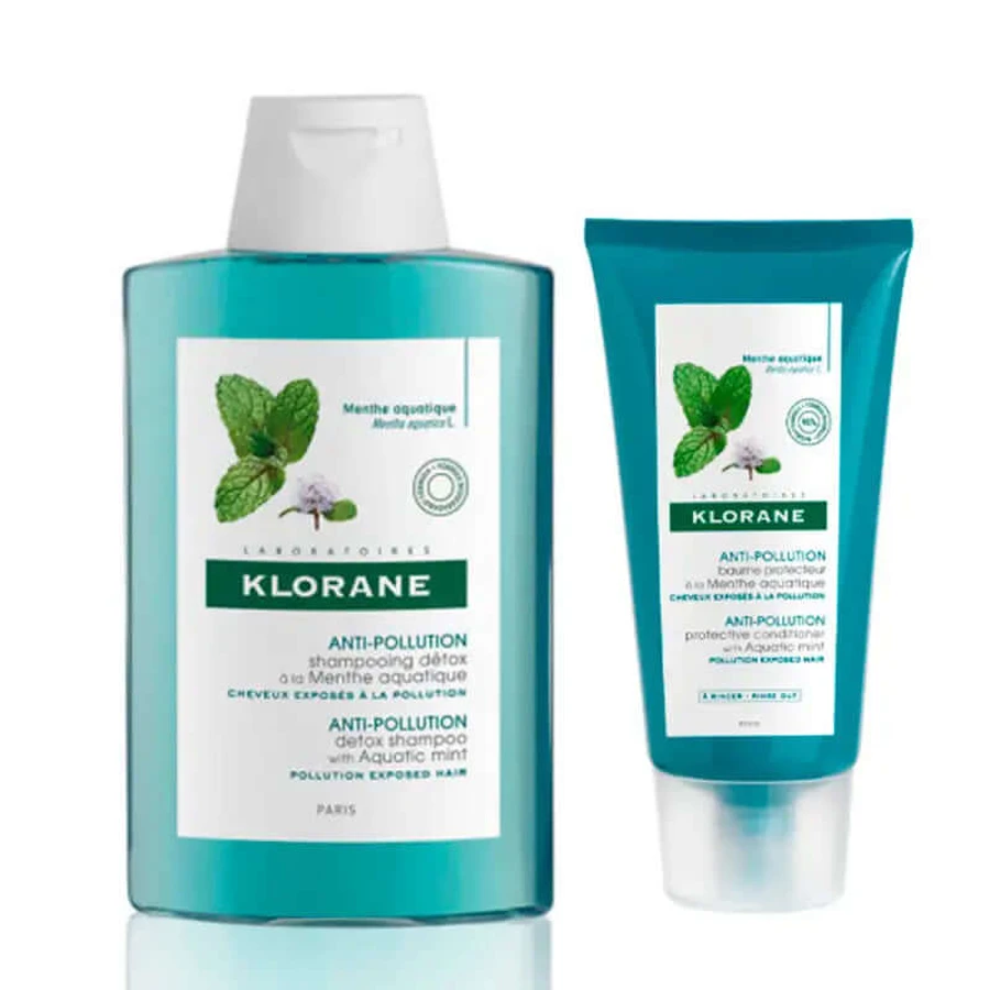 Klorane Bio Pepermunt Shampoo Pack, 400 ml + Klorane Aquatic Pepermunt Balsem, 150 ml