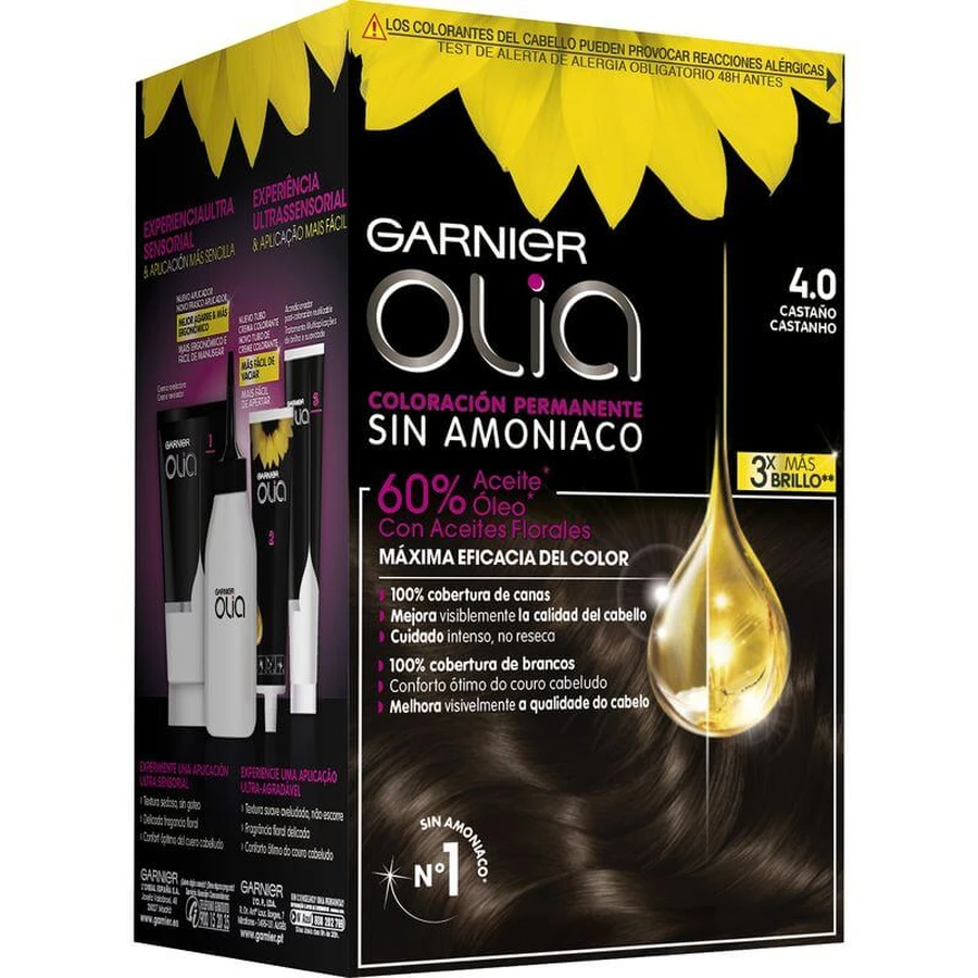 Garnier Olia Colorazione Permanente Senza Ammoniaca Per Un Profumo Piacevole Con Oli Floreali Naturali - Castagno 4.0