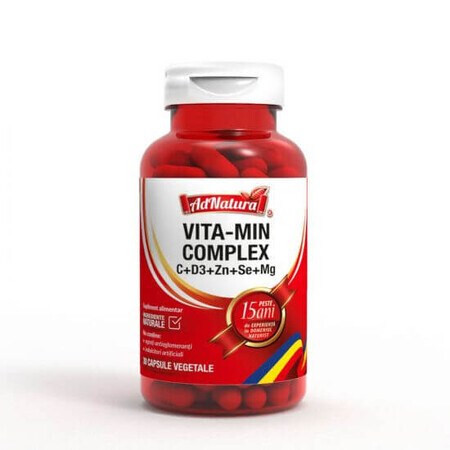 VITA-MIN COMPLEX C+D3+Zn+Se+Mg, 30 capsule, AdNatura