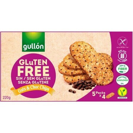 Galletas sin gluten con avena y pepitas de chocolate, 220 g, Gullon