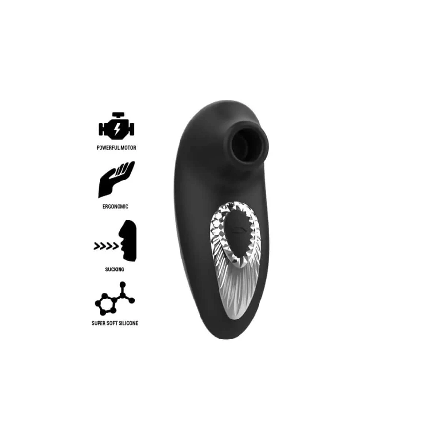Black&Silver - Masseur et suceur rechargeable en silicone noir