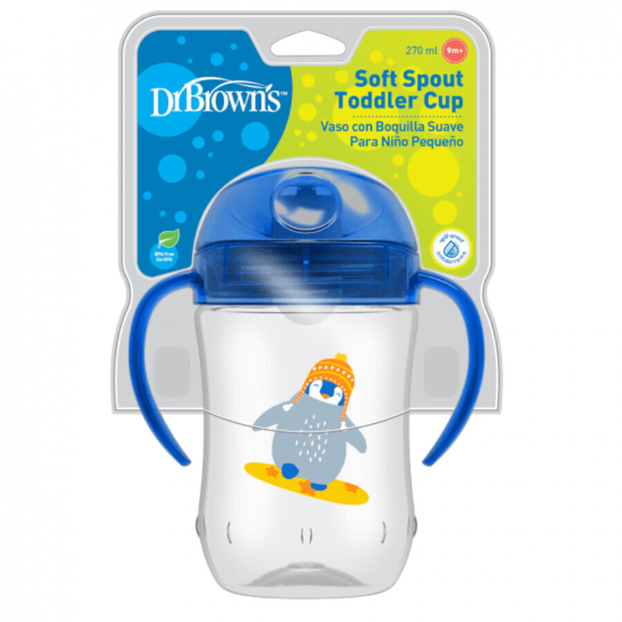 Taza azul con pico y asa blandos, +9 meses, 270 ml, Dr Brown`s