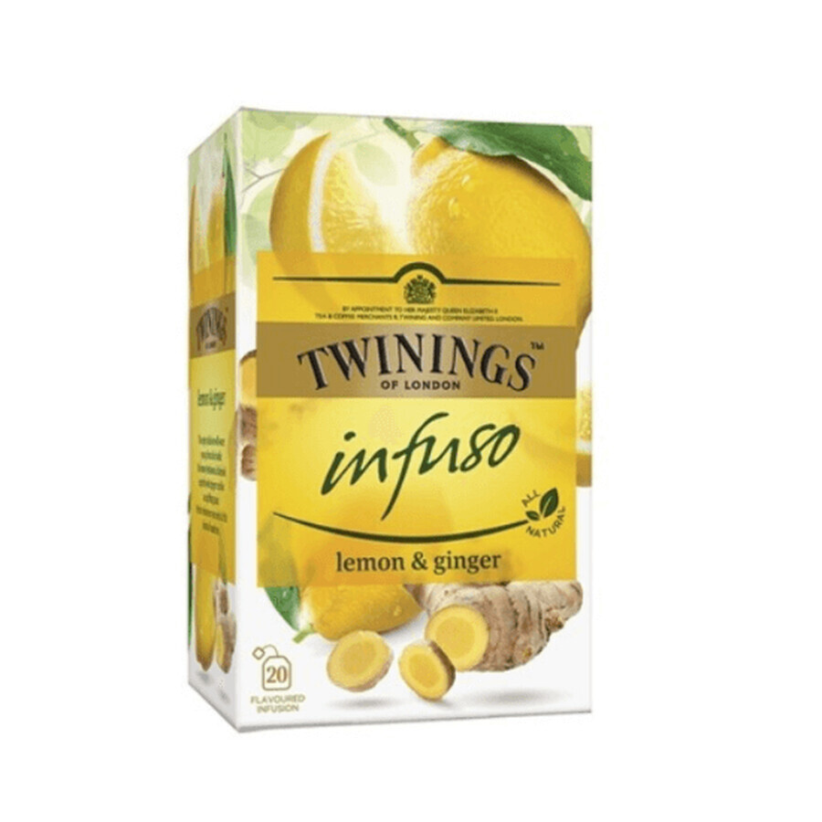 Infusión de té con sabor a limón y jengibre, 20 bolsitas, Twinings