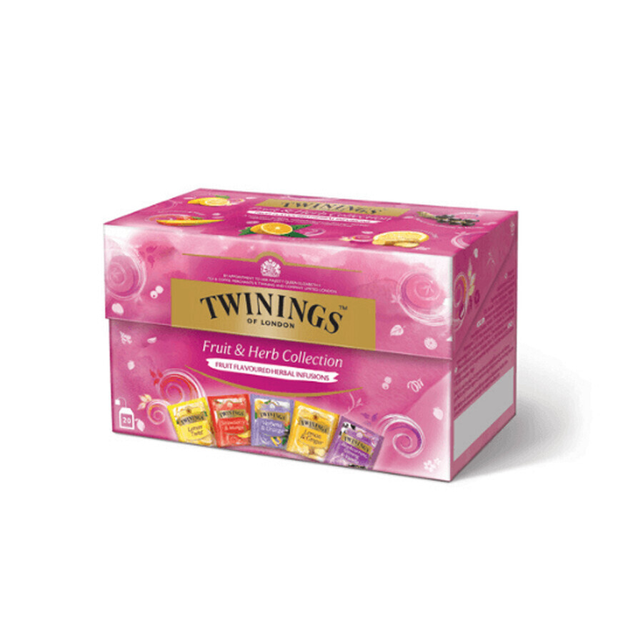 Mezcla de infusiones de té con 5 sabores de frutas y hierbas, 20 bolsitas, Twinings