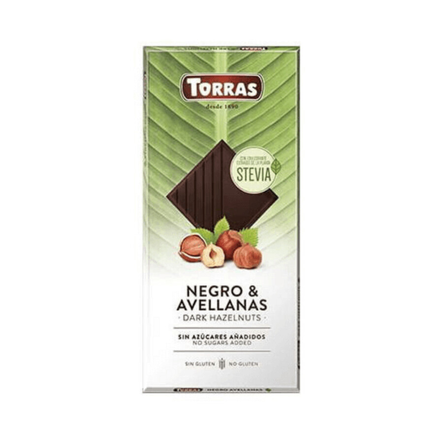 Chocolate negro con avellanas y edulcorante, 125g, Torras