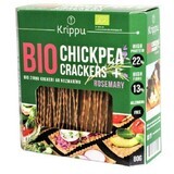 Organic gluten-free crackers with chickpeas and rosemary, 80 g, Krippu