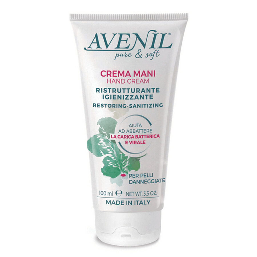 Crema de manos reestructurante e higienizante, 100 ml, Avenil