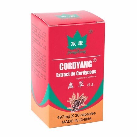 Cordyang 497 mg extracto cordiceps, 30 cápsulas, Yongkang Internacional China