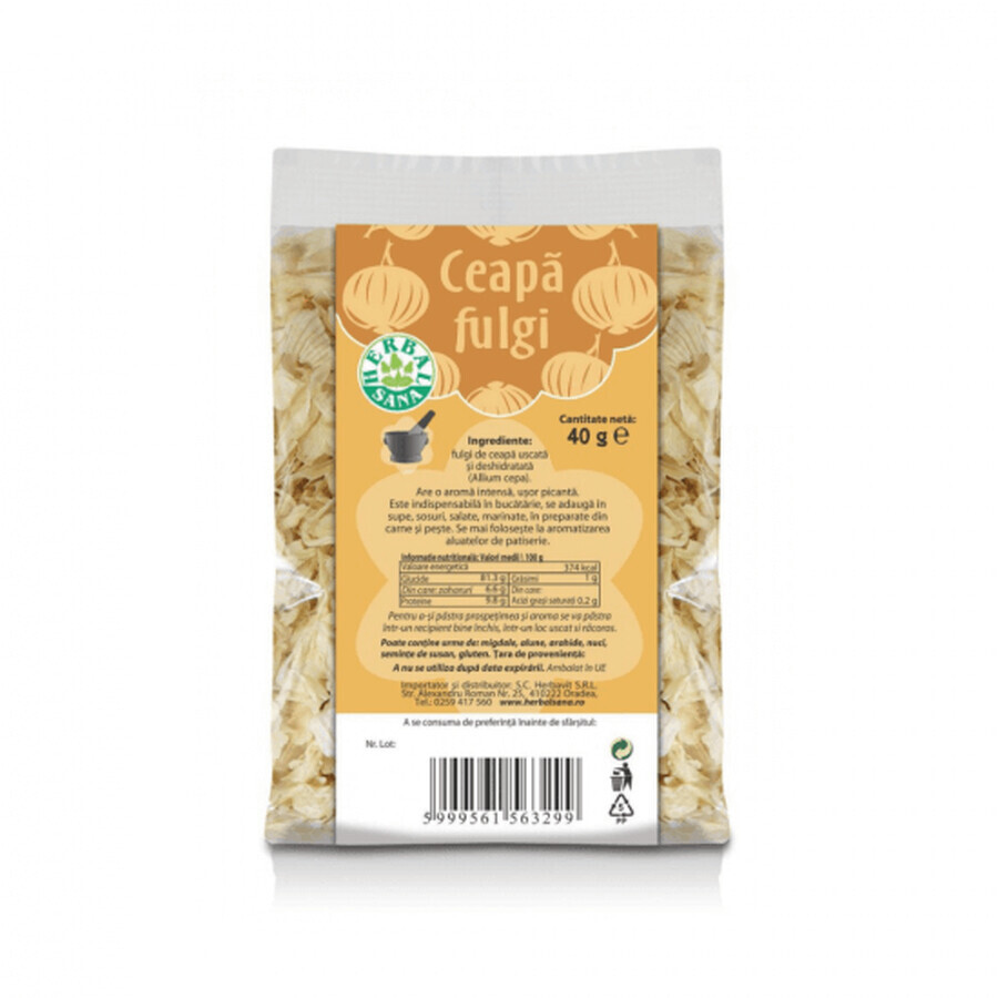 Copos de cebolla secos y deshidratados, 40 g, Herbal Sana