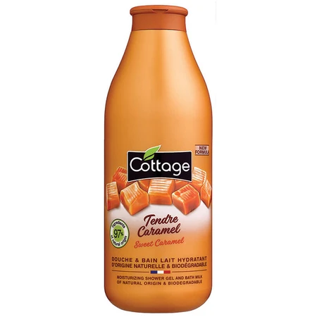 Gel de dus hidratant cu lapte si aroma de caramel, 750 ml, Cottage