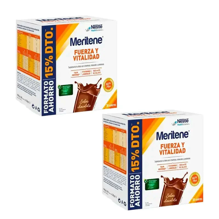 Meritene Kracht & Vitaliteit Chocolade Milkshake Pak 2 x 30 sachets