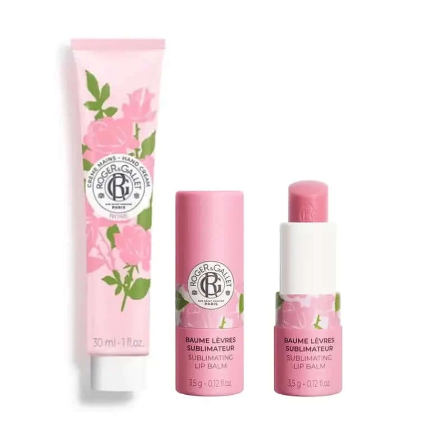Roger & Gallet Rose Rose Cremă de mâini + pachet de balsam de buze