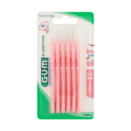 Cepillos interdentales 1.2mm Bi Direction, 6 piezas, Sunstar Gum