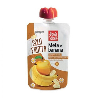 Puré de manzana y plátano bio sin gluten, 100 g, Baule Volante