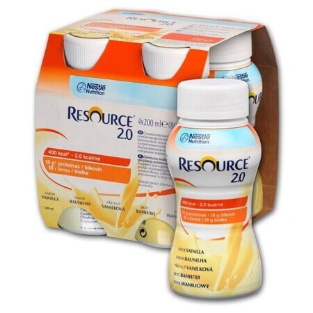 Resource 2.0 con vainilla, 4x 200 ml, Nestlé