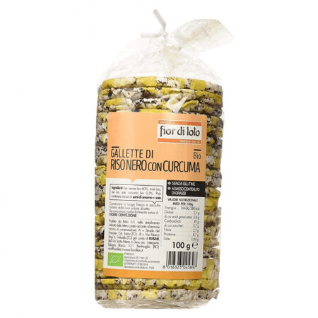 Redondo de arroz negro bio con cúrcuma sin gluten, 100g, Fior di Loto