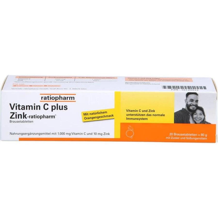 VITAMINE C PLUS Zink-ratiopharm Comprimés Effervescents 20 Capsules