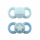 Set of 2 ringless silicone soothers Day and Night, +0 months, Blue, Dentistar