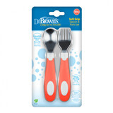 Juego de cuchara y tenedor Soft Grip +12 meses, Rojo, Dr Brown`s