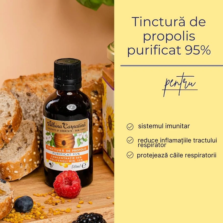 Oczyszczona nalewka propolisowa 95%, min. 15% polifenoli, 50 ml, Albina Carpatina: ceny i cechy