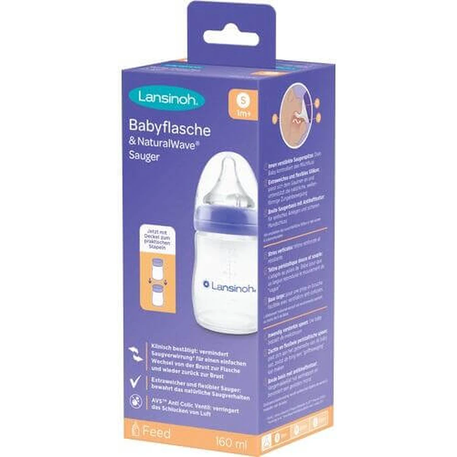 LANSINOH NaturalWave biberón 160ml y tetina S 1 ud.