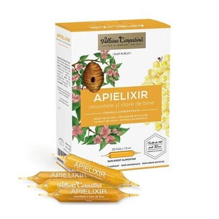 Apielixir immunità e benessere, 20 fiale x 10 ml, Albina Carpatina