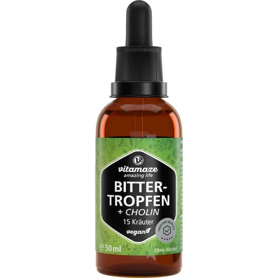 BITTER-DROPS 15 Ierburi+Cholină fără alcool 50 ml