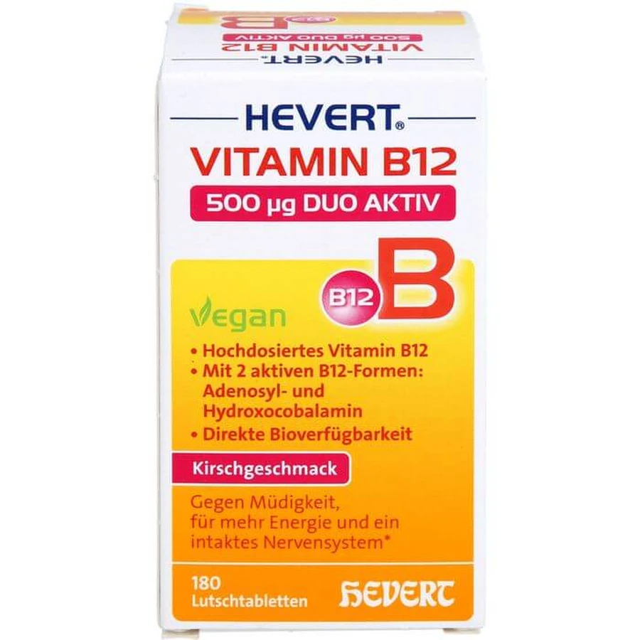 VITAMINE B12 HEVERT 500 µg Duo Actief zuigtabletten 180 st.