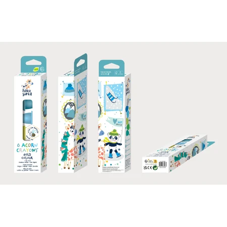 Set di 6 pastelli a cera a forma di ghianda, Haku Yoka - colori freddi